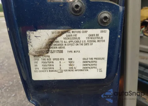 2003 Chevrolet Tahoe Lt z USA, uszkodzony, nr VIN 1GNEC13Z13J117508